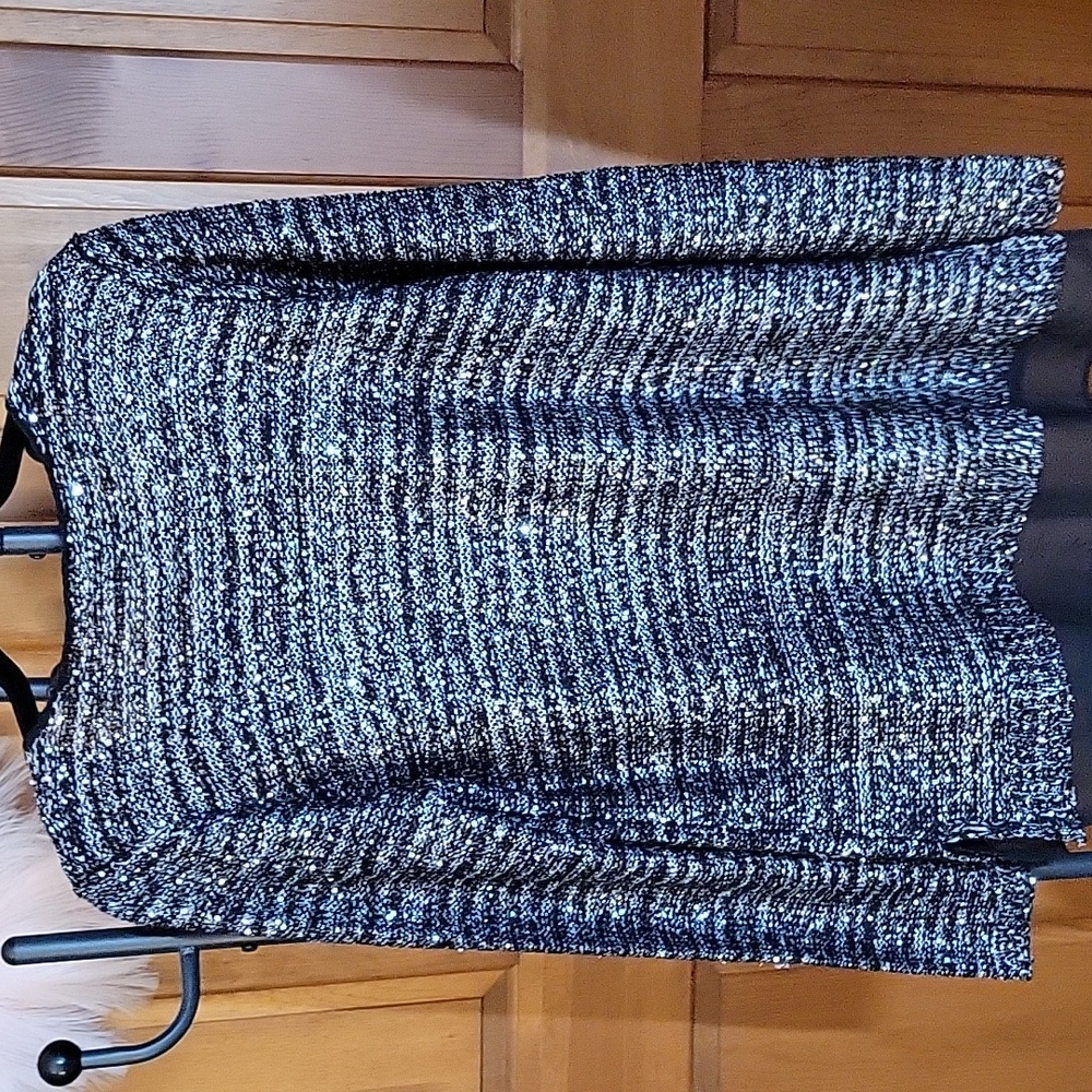 SEQUIN SPARKLE KNIT SWEATER with Sheer Hem - Picture 6 of 7